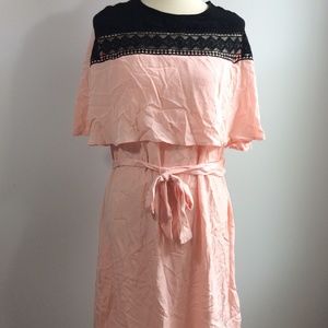 NEW YIGAL Belted Dress Black Pink Size Medium